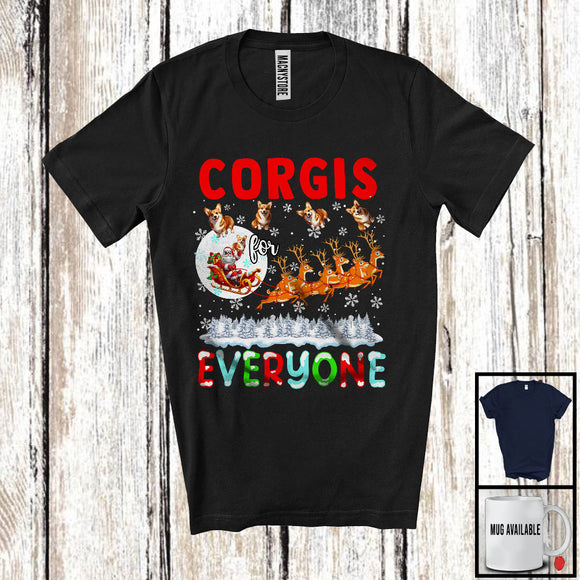 MacnyStore - Corgis For Everyone; Fantastic Christmas Corgi Santa Sleigh; X-mas Snowing Family T-Shirt