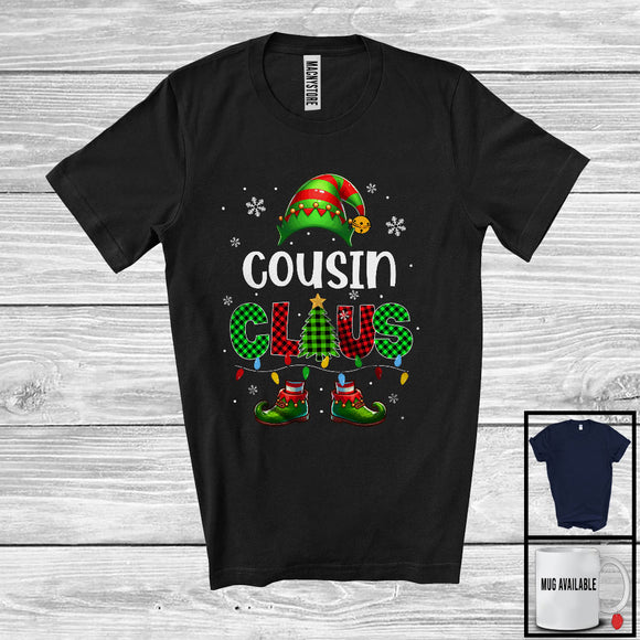 MacnyStore - Cousin Claus; Wonderful Christmas Red Green Plaid ELF; X-mas Pajama Family Group T-Shirt