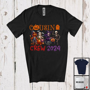 MacnyStore - Cousin Crew 2024, Horror halloween Pumpkin Mummy Witch Skeleton Lover, Family Group T-Shirt