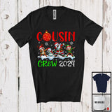 MacnyStore - Cousin Crew 2024, Joyful Christmas Dabbing Reindeer Snowman Santa ELF, X-mas Family T-Shirt