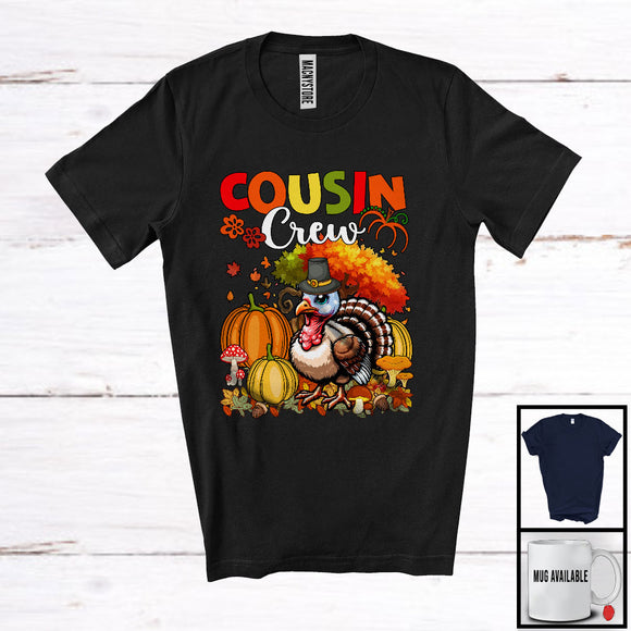 MacnyStore - Cousin Crew Turkey; Adorable Thanksgiving Turkey Pumpkins Autumn; Cousin Family Group T-Shirt