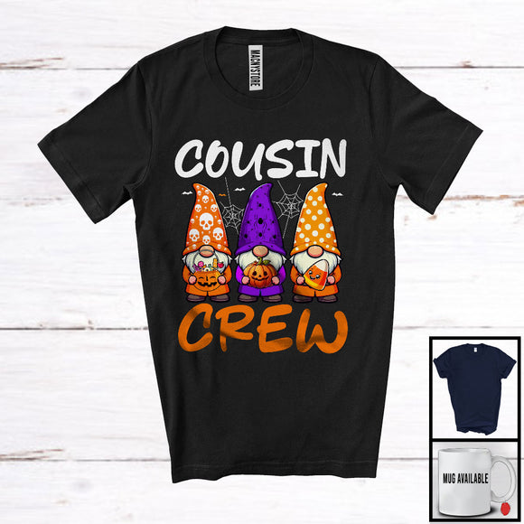 MacnyStore - Cousin Crew; Adorable Halloween Three Gnomies Gnomes Lover; Matching Family Group T-Shirt