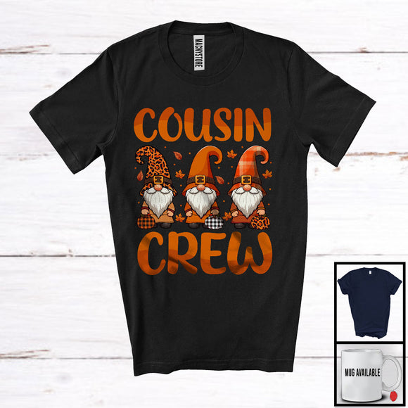 MacnyStore - Cousin Crew; Adorable Thanksgiving Three Gnomies Gnomes Lover; Matching Family Group T-Shirt