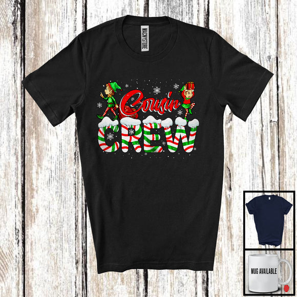 MacnyStore - Cousin Crew, Lovely Christmas ELF Lover Snowing Around, Matching Family X-mas Group T-Shirt