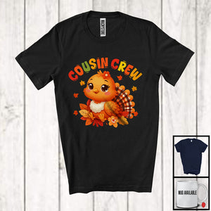 MacnyStore - Cousin Crew; Lovely Thanksgiving Fall Leaves Plaid Turkey Lover; Girls Family Group T-Shirt