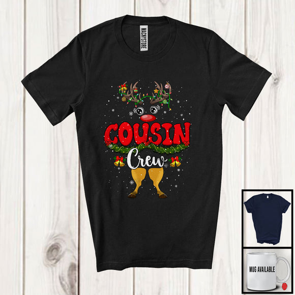 MacnyStore - Cousin Crew; Wonderful Christmas Snowing Reindeer Lover; Matching Pajama X-mas Family Group T-Shirt