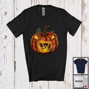 MacnyStore - Cow In Plaid Carved Pumpkin; Horror Halloween Cosplay Pumpkin; Family Group T-Shirt