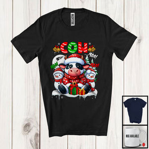 MacnyStore - Cow Moo Moo Moo; Adorable Christmas Santa Cow Snowman; X-mas Farm Animal Farmer T-Shirt