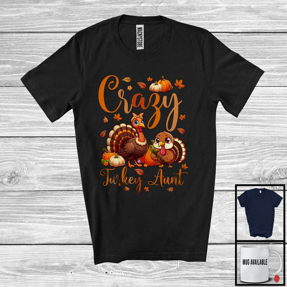 MacnyStore - Crazy Turkey Aunt; Adorable Thanksgiving Turkeys Lover Pumpkins; Matching Family Group T-Shirt