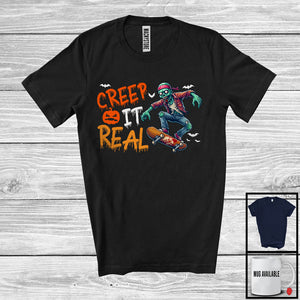 MacnyStore - Creep It Real; Spooky Halloween Costume Zombie Skateboarding Lover; Family Group T-Shirt