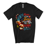 MacnyStore -  Custom Name Home Of The Free Daddy Is Brave, Proud 4th Of July US Flag Sunflower, Veteran T-Shirt