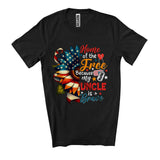 MacnyStore -  Custom Name Home Of The Free Uncle Is Brave, Proud 4th Of July US Flag Sunflower, Veteran T-Shirt