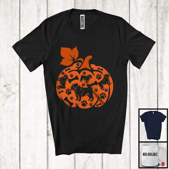 MacnyStore - Cute Bulldog Paws Pumpkin Shape; Wonderful Thanksgiving Fall Pumpkin; Family Group T-Shirt