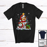 MacnyStore - Cute Santa Sheltie In Christmas Lights With Elf Cat; Amazing X-mas Animal Lover; Snow T-Shirt