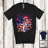 MacnyStore - Cute St. Bernard Drinking Beer, Joyful 4th Of July American Flag, Matching Patriotic Family T-Shirt