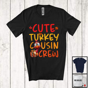 MacnyStore - Cute Turkey Cousin Crew; Awesome Thanksgiving Plaid Pumpkin Turkey; Autumn Family Group T-Shirt