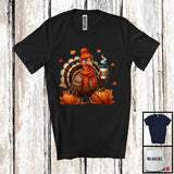 MacnyStore - Cute Turkey Drinking Coffee; Adorable Thanksgiving Coffee Lover; Fall Leaves Pumpkins T-Shirt