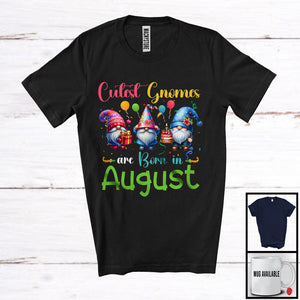 MacnyStore - Cutest Gnomes Are Born In August; Lovely Birthday Three Gnomes Squad; Family Group T-Shirt