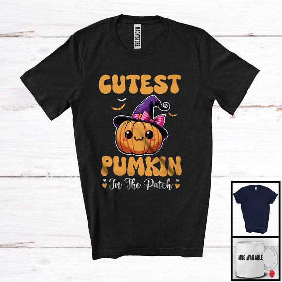 MacnyStore - Cutest Pumpkin In The Patch, Adorable Halloween Pumpkin Girls Wearing Witch, Family Group T-Shirt