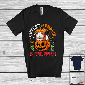 MacnyStore - Cutest Pumpkin In The Patch; Humorous Halloween Costume Guinea Pig In Pumpkin; Animal Lover T-Shirt