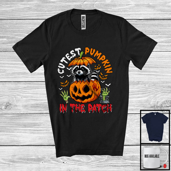 MacnyStore - Cutest Pumpkin In The Patch; Humorous Halloween Costume Raccoon In Pumpkin; Animal Lover T-Shirt