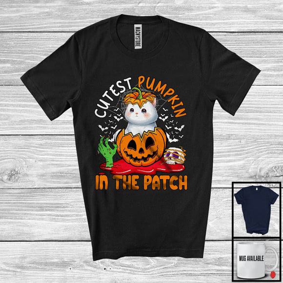 MacnyStore - Cutest Pumpkin In The Patch; Lovely Halloween Cat In Carved Pumpkin; Family Group T-Shirt