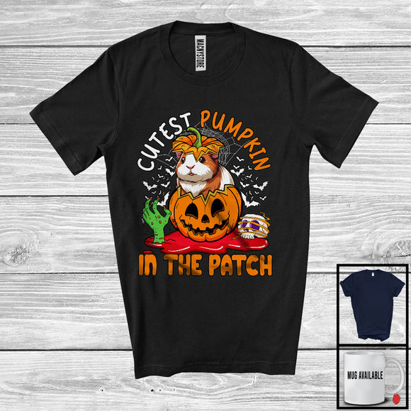 MacnyStore - Cutest Pumpkin In The Patch; Lovely Halloween Guinea Pig In Carved Pumpkin; Family Group T-Shirt