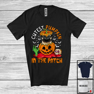 MacnyStore - Cutest Pumpkin In The Patch; Lovely Halloween Pug In Carved Pumpkin; Family Group T-Shirt