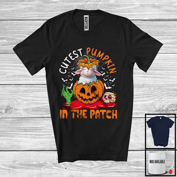 MacnyStore - Cutest Pumpkin In The Patch; Lovely Halloween Sheep In Carved Pumpkin; Family Group T-Shirt