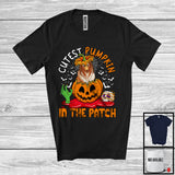 MacnyStore - Cutest Pumpkin In The Patch; Lovely Halloween Sheltie In Carved Pumpkin; Family Group T-Shirt