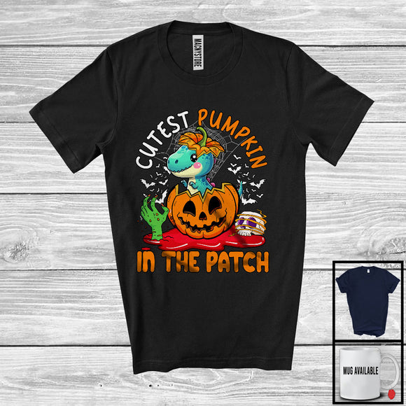 MacnyStore - Cutest Pumpkin In The Patch; Lovely Halloween T-Rex In Carved Pumpkin; Family Group T-Shirt