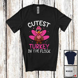 MacnyStore - Cutest Turkey In The Flock; Humorous Thanksgiving Turkey Sunglasses; Girls Family Group T-Shirt