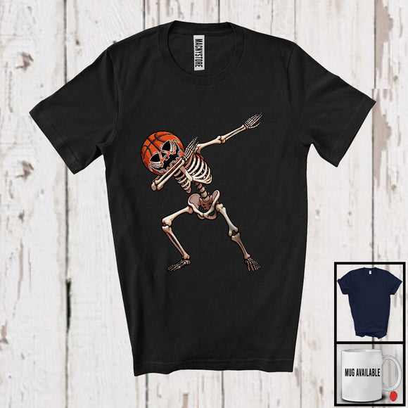 MacnyStore - Dabbing Basketball Skeleton, Creepy Halloween Costume Skeleton Cosplay, Sport Player Team T-Shirt
