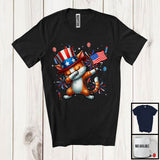 MacnyStore - Dabbing Cat With American Flag Fireworks, Awesome 4th Of July Cat Lover, Patriotic Group T-Shirt