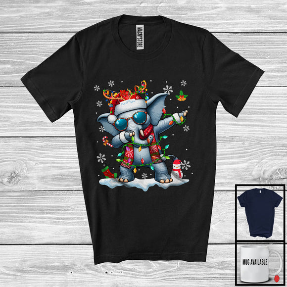 MacnyStore - Dabbing Elephant Sunglasses; Awesome Christmas Reindeer Santa Elephant; Animal Lover T-Shirt