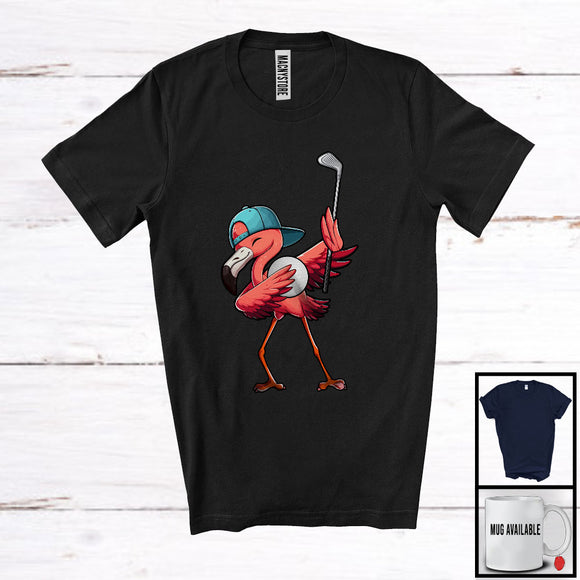 MacnyStore - Dabbing Flamingo Playing Golf, Adorable Flamingo Lover, Sport Playing Player Trainer Team T-Shirt