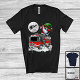 MacnyStore - Dabbing Gnome On Fire Truck; Joyful Christmas Moon Snowing Gnome; Fire Truck Driver Lover T-Shirt