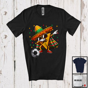 MacnyStore - Dabbing Nacho Playing Soccer, Humorous Cinco De Mayo Sombrero Food, Mexican Family Group T-Shirt