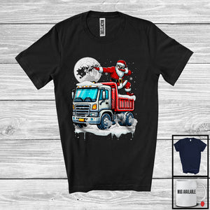 MacnyStore - Dabbing Santa On Truck; Joyful Christmas Moon Snowing Santa; Truck Driver Lover T-Shirt