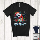 MacnyStore - Dabbing Santa Panda Snowing Around; Humorous Christmas Lights Animal Panda; Family Group T-Shirt