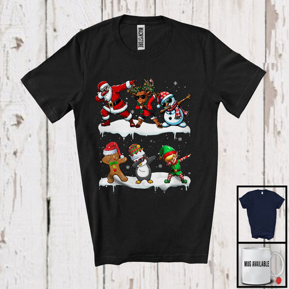 MacnyStore - Dabbing Santa Reindeer Elf Gingerbread; Joyful Christmas Squad Snow; Friends Family Group T-Shirt