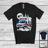 MacnyStore - Dabbing Snowman On Ambulance; Joyful Christmas Moon Snowing Snowman; Ambulance Driver T-Shirt