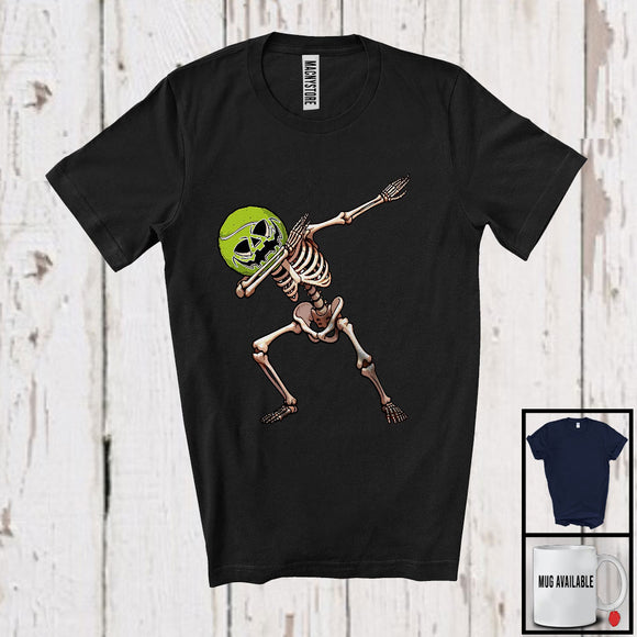 MacnyStore - Dabbing Tennis Skeleton, Creepy Halloween Costume Skeleton Cosplay, Sport Player Team T-Shirt