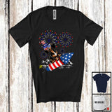 MacnyStore - Dachshund Riding Firecracker, Amazing 4th Of July American Flag Fireworks, Patriotic Group T-Shirt