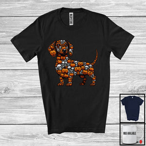 MacnyStore - Dachshund Skull Pumpkin Shape; Humorous Halloween Costume Animal Lover; Family Group T-Shirt