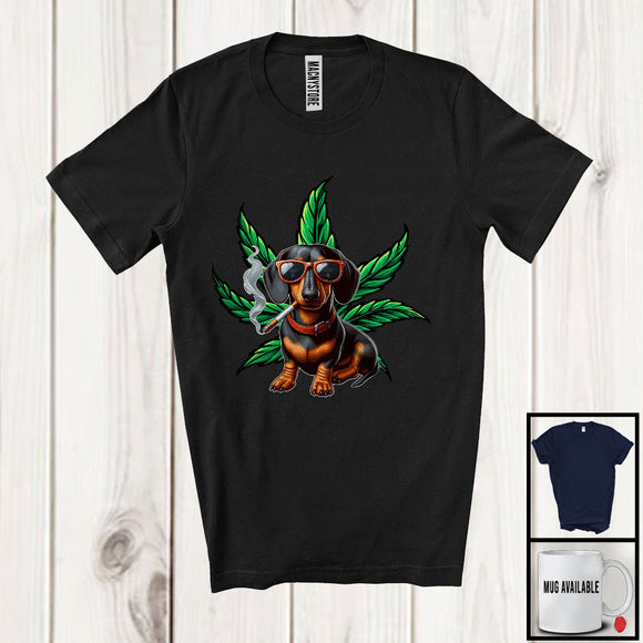 MacnyStore - Dachshund Sunglasses Smoker, Humorous Puppy Owner Lover, 420 Stoner Smoker Group T-Shirt