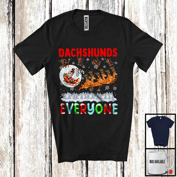 MacnyStore - Dachshunds For Everyone; Fantastic Christmas Dachshund Santa Sleigh; X-mas Snowing Family T-Shirt