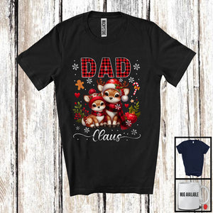 MacnyStore - Dad Claus; Lovely Christmas Red Plaid Reindeer Lover; X-mas Snowing Family Group T-Shirt