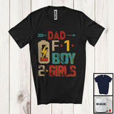 MacnyStore - Dad Of 1 Boy 2 Girls, Humorous Father's Day Low Battery, Vintage Matching Family Group T-Shirt