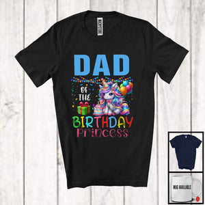 MacnyStore - Dad Of The Birthday Princess, Joyful Birthday Party Celebration Unicorn Lover, Family Group T-Shirt